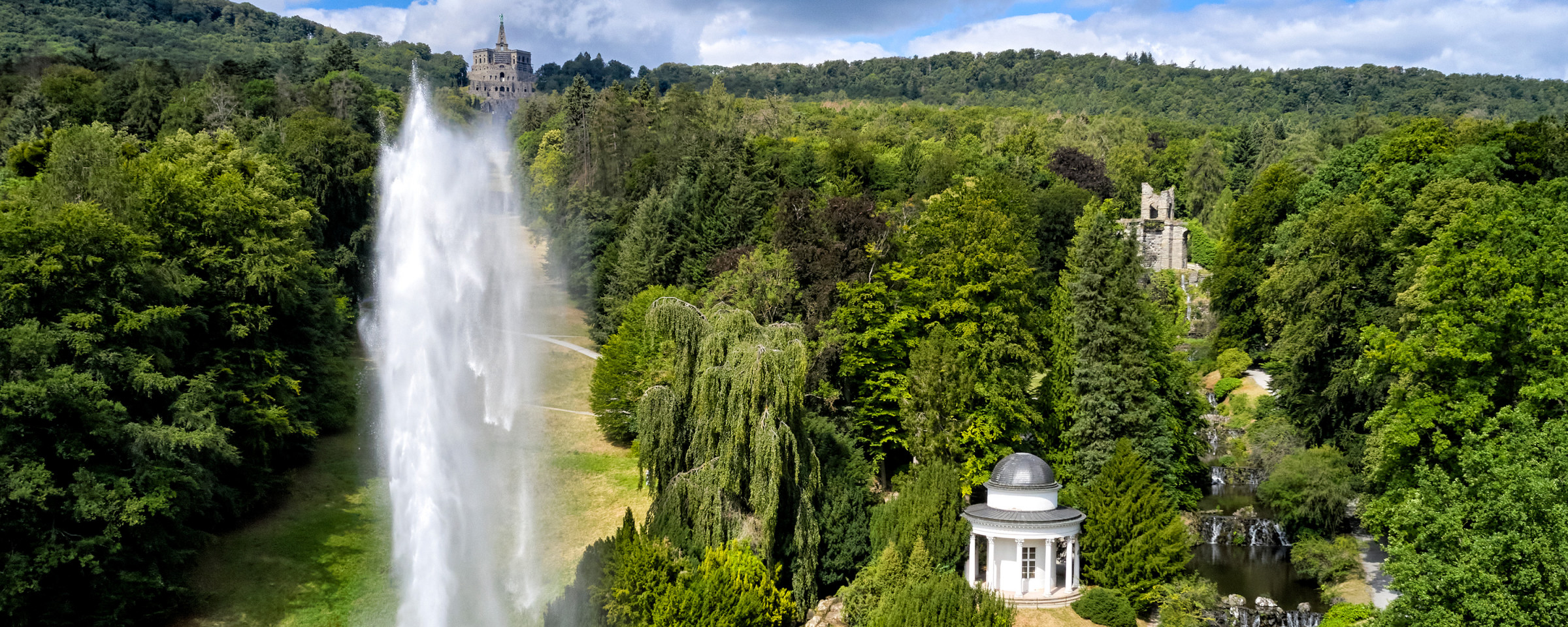 Blick auf den Bergpark Wilhelmshöhe – UNESCO-Weltkulturerbe nahe dem Campingplatz Kassel