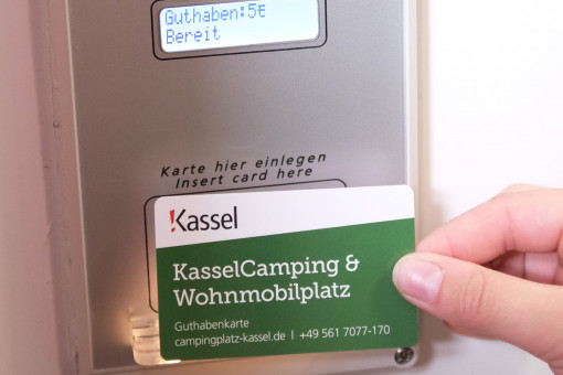 Use of the in-house camping card for shower, washing machine, dryer and cooking facilities